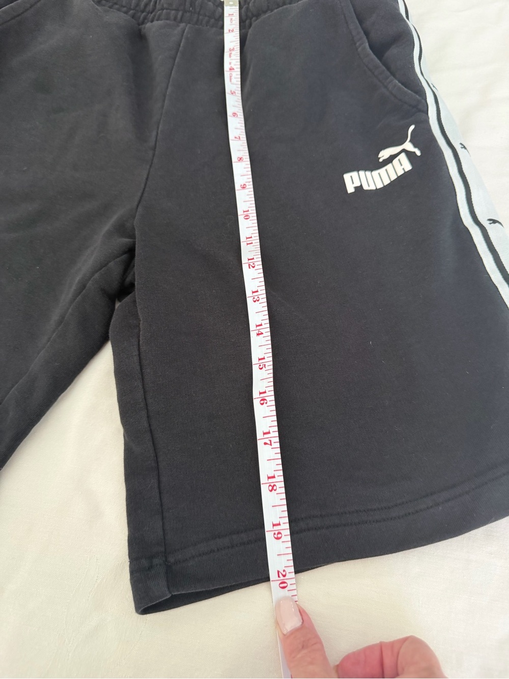 Puma Black Athletic Shorts with White Side Stripe Sz Medium - Picture 6 of 8